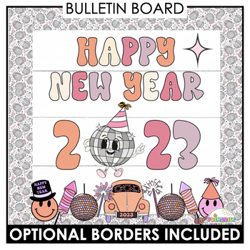 Preview of Retro New Year Bulletin Board | GROOVY Class Decor | Happy New Year
