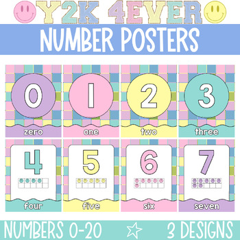 Preview of Retro Number Posters / Number Posters with Ten Frames / Retro Classroom Decor