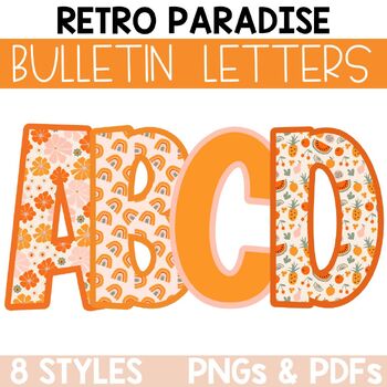 Retro Paradise Boho Summer Bulletin Board Letters / Clipart / Lettering Pack