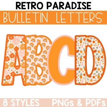 Retro Paradise Boho Summer Bulletin Board Letters / Clipart