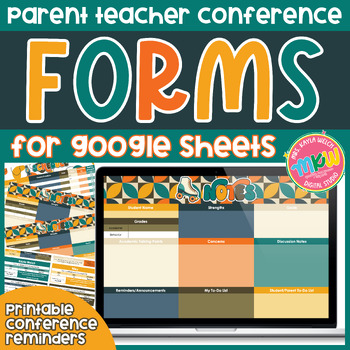 Preview of Retro Parent Teacher Conference Forms | Google Sheets | Digital Planner Add-On