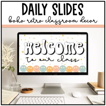 Preview of Boho Retro Classroom Decor: Editable Slides | Google Slides Template