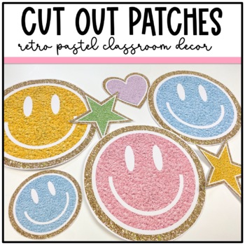 Preview of Retro Pastel Classroom Decor: Smiley Face Patches