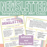 Retro Pastel Editable Classroom Newsletter Templates for P