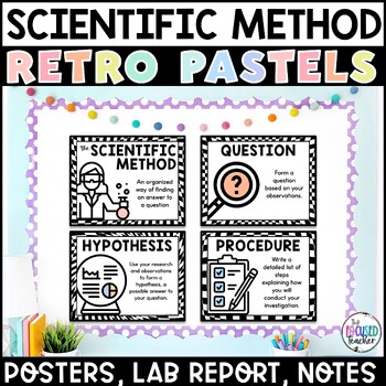 Preview of Retro Pastel Scientific Method Posters & Experiment Template | Classroom Decor