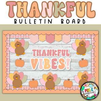 Preview of Retro Pastel Thanksgiving Bulletin Board | Thankful Vibes | Retro Thanksgiving
