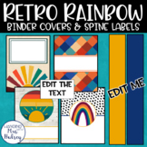 Retro Rainbow Binder Covers and Spine Labels