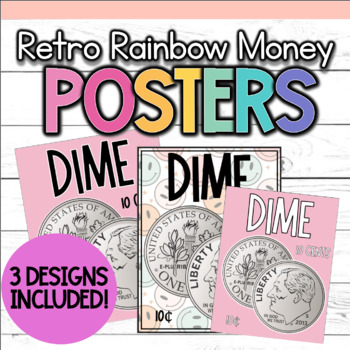 Preview of Retro Rainbow Classroom Coin Posters