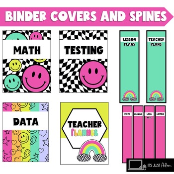 Binder Covers and Spines, Retro Classroom Decor