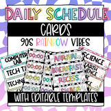 Retro Rainbow Daily Schedule Cards Editable Template