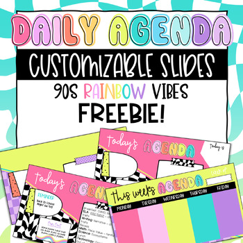 Preview of Retro Rainbow Daily and Weekly Agenda Slides Templates FREEBIE