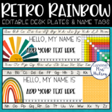 Retro Rainbow Desk Name Tags