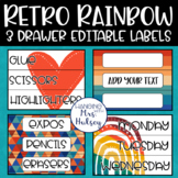 Retro Rainbow Editable 3 Drawer Labels