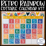 Retro Rainbow Editable Calendar