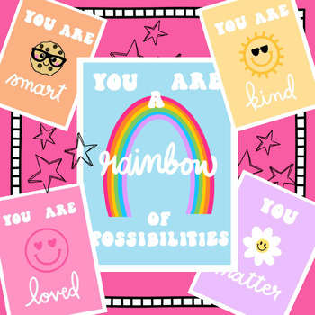 Retro Rainbow Motivational Classroom Posters by kennteachesthird