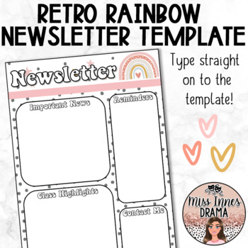 Preview of Retro Rainbow Newsletter Template FREEBIE