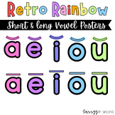 Retro Rainbow Short Long Vowels | Classroom Decor Posters