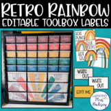 Retro Rainbow Teacher Toolbox Labels (Editable)