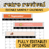Retro Revival EDITABLE Monthly Calendars