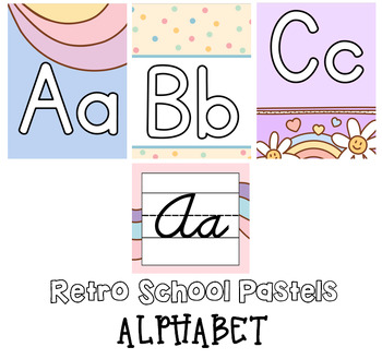 Preview of Retro School Pastels Alphabet - Print and Cursive