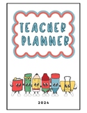 Retro School Supply Rainbow Teacher Planner 2024