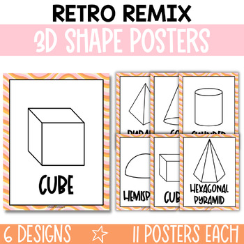 Retro Shape Posters / 3D Shape Posters Display / Geometry Math Posters