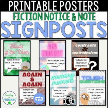 Preview of Notice & Note Signposts for Fiction Texts Reading Posters | Bulletin Board