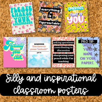 Preview of Retro Silly and Inspirational Classroom Posters