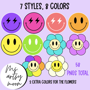 Retro Smiley Clipart | Personal & Commercial Use by Miss Artsy Moon