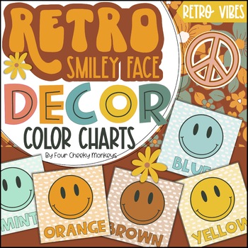 Preview of Retro Smiley Face Theme Classroom Decor // happy face color posters