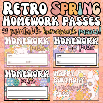 Preview of Retro Spring/Easter Homework Passes - 22 Different Passes!