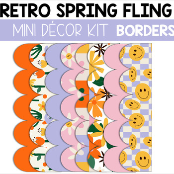 Preview of Retro Spring Fling Borders / Bulletin Board Decor Kit w/ Smiley Faces