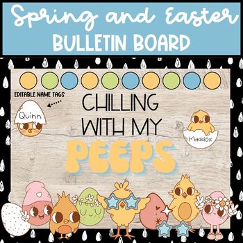 Preview of Retro Spring and Easter Bulletin Board, March April Door Decor with Name Tags