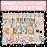 Retro Spring and Easter Bulletin Board with Flowers, March