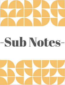 Preview of Retro Sub Notes - Substitute Binder Format (Editable)