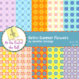 Retro Summer Flower Backgrounds - Digital Paper