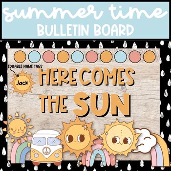 Preview of Retro Summer Here Comes the Sun Bulletin Board, April and May Door Decor