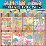 Retro Summer Vibes Bulletin Board Posters, Retro Summer Cl
