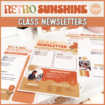 Preview of Retro Sunshine Classroom Newsletter Printable Templates | Editable in Canva