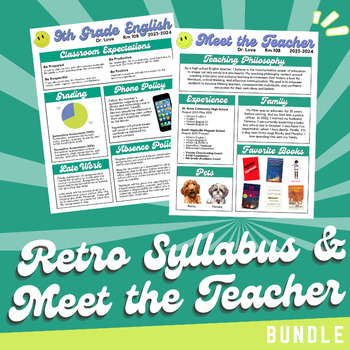 Preview of Retro Syllabus & Meet the Teacher Newsletter Bundle | Editable