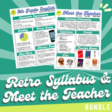 Retro Syllabus & Meet the Teacher Newsletter Bundle | Editable