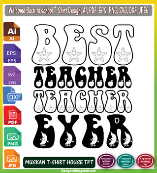 Preview of Retro Teach Love Inspire Rainbow Sublimation Back to School Cricut Cut Gift SVG