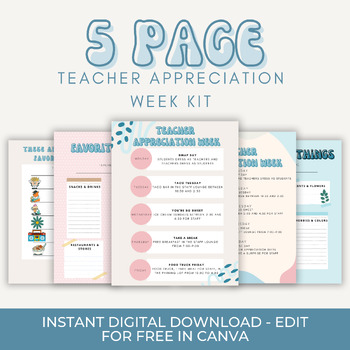 Preview of Retro Teacher Appreciation Week Kit Flyer and Teacher Survey, My Favorite Things