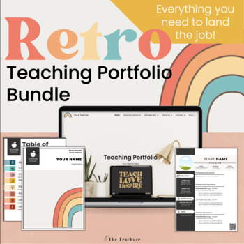 Preview of Retro Teaching Portfolio Bundle | Digital Teaching Portfolio + Resume