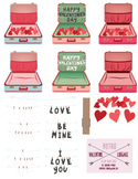 Retro Valentine Luggage Clip Art Set