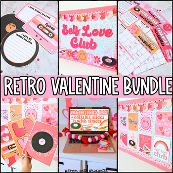 Preview of Retro Valentine's Day Classroom Decor and More Bundle