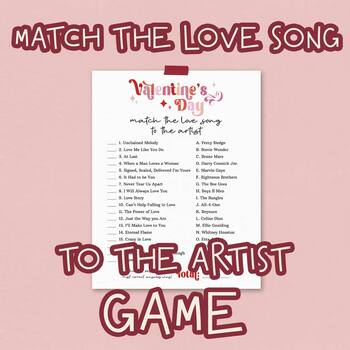 Preview of Retro Valentine's Day Match the Love Song Game | Lyric Guessing Activity