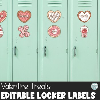 Preview of Retro Valentine’s Day Name Tags – Editable Locker Cubby Tags for February
