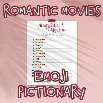Preview of Retro Valentine's Day Romantic Movies Emoji Pictionary Game | Love Film Activity