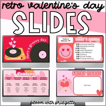Preview of Retro Valentine's Day Slides Google Slides and PowerPoint Templates with Timers